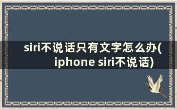 siri不说话只有文字怎么办(iphone siri不说话)